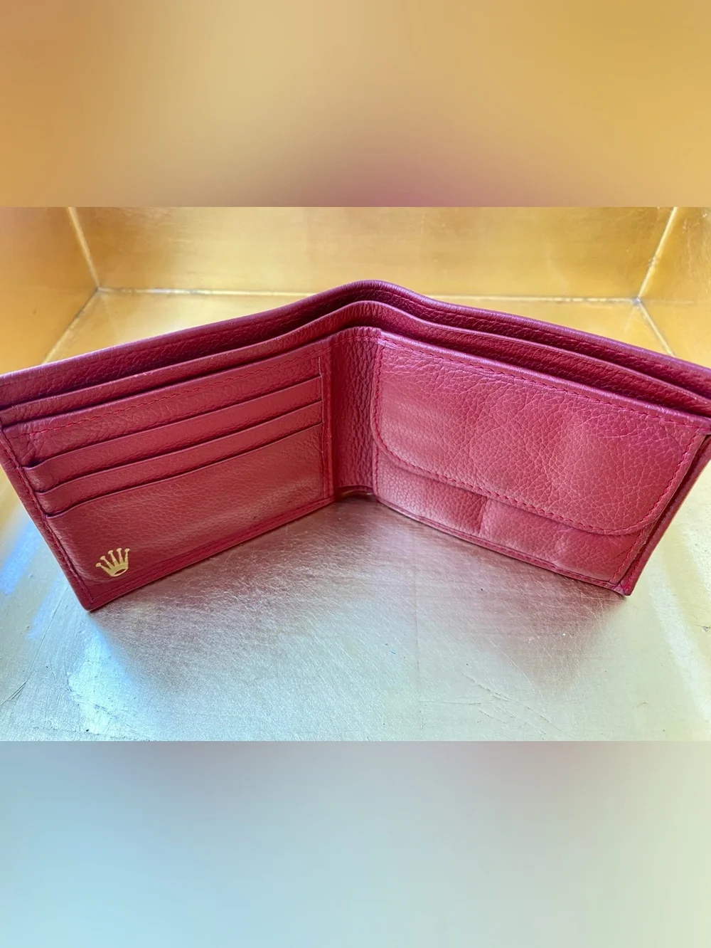 Rolex Bifold Wallet. Red Leather. Iconic Craftsmanship